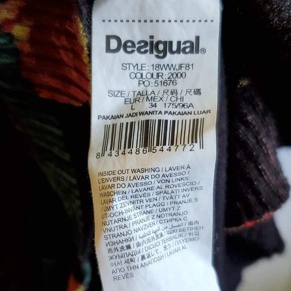 Desigual Black Tunic / Dress Floral Sequins Large - Picture 13 of 14